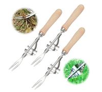 FUXNGZI Jardinière Manuelle, 2025 Désherbeur Manuel Outil Gouge de Désherbage en Acier Inoxydable avec poignée Bois Pelle Jardinage Arrache Pissenlit (3PCS)