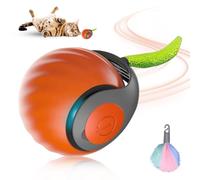FUXNGZI Jouet Chat, Speedy Tail 2.0 Chat, Jouet pour Chien, Jouet Chat interactif, Balle Roulante Automatique pour Chats Et Chiens (Orange-1)