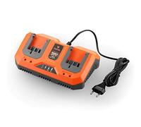 Fuxtec Chargeur Rapide Double Li-ION 2,4A 70W E1LG3A - pour Batterie 2Ah & 4Ah adapté à Tous Les Outils de Jardin 20 Volt - Tension de Charge 20.9V
