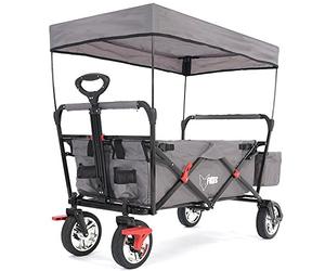 Fuxtec Chariot City Cruiser Gris, L'Original, Chariot de Jardin Pliable pour Enfants, Transport, Plage, Ville, Forêt, à Tirer ou à Pousser, Capacité De Charge 75 kg