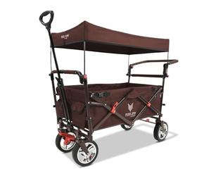 Fuxtec Chariot Easy Cruiser Marron, L'Original, Collection Family Fux, Chariot de Jardin Pliable pour Enfants, Transport, Plage, Ville, Forêt, à Tirer ou à Pousser, Capacité De Charge 75 kg