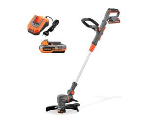 FUXTEC Coupe-Bordures sans Fil 20V FX-E1RT20PROSET avec Batterie 2 Ah et Chargeur • Débroussailleuse électrique • Largeur de Coupe 28 cm • Manche télescopique • 2 Vitesses • Tête pivotante 90°