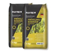 FUXTEC Engrais gazon printemps été FX-RDFS10 - 10 kg (2x5kg) rendement 250m2 fertilisant pelouse NPK 12+3+5 organo-minéral - azote à libération progressive - magnésium et soufre - granulés fins