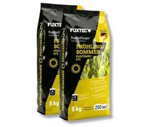 FUXTEC Engrais gazon printemps été FX-RDFS10 - 10 kg (2x5kg) rendement 250m2 fertilisant pelouse NPK 12+3+5 organo-minéral - azote à libération progressive - magnésium et soufre - granulés fins