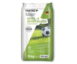 FUXTEC FX-RSSP5 Graines de pelouse, gazon de jardin robuste pour semis neuf et ultérieur, grande capacité de germination, croissance dense, résistante et résistante à l'écrasement, 5 kg pour env. 250