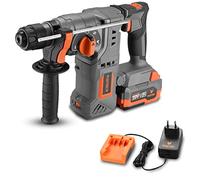 FUXTEC Marteau Perforateur Burineur Sans Fil 20V FX-E1RH20 - Livré Avec Batterie Et Chargeur - 950 coups/min Avec 2 Sens de Rotation - Poignée supplémentaire - Fonctions de perçage réglables