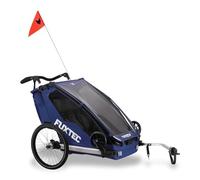 Fuxtec Remorque à Vélo Sport Cruiser Bleu Convertible 2 en 1 Aluminium pour 1 Ou 2 Enfants Poussette Pliable et Appuie tête en Option