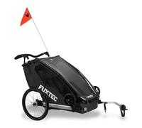 Fuxtec Remorque à Vélo Sport Cruiser Noir Convertible 2 en 1 Aluminium pour 1 Ou 2 Enfants Poussette Pliable et Appuie tête en Option