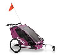 Fuxtec Remorque à Vélo Sport Cruiser Pourpre Convertible 2 en 1 Aluminium pour 1 Ou 2 Enfants Poussette Pliable et Appuie tête en Option