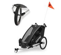 FUXTEC Remorque pour vélo FX-FA1S noir avec roue jogger
