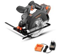 FUXTEC Scie Circulaire Portative Sans Fil 20V FX-E1CS20 - Livrée Avec Batterie 4Ah et Chargeur 1A - Lame De Scie Ø 165mm / Profondeur De Coupe 38-55mm / Réglage de L'Angle De Coupe