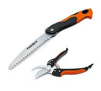 Fuxtec Set sécateur et scie Pliante 2 Outils de Jardin à Main - Couteau-scie et sécateur Jardin pour Coupe de Branches vignes Fleur qualité Premium