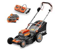 FUXTEC Tondeuse à Gazon Batterie Autotractée 40V (2x20V) 46 cm - Mulching, Éjection Latérale, 2 Batteries Li-Ion 4Ah - FX-E2RM46