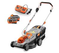 FUXTEC Tondeuse à Gazon sans Fil 40V (2x20V) E2RM37 Set Batteries et Chargeur - Largeur De Coupe 37cm, Hauteur De Coupe Variable, Tondeuse à Gazon Batterie, sans Fil