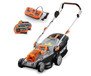 FUXTEC Tondeuse à Gazon sans Fil 40V (2x20V) E2RM43 Set Batteries et Chargeur - Largeur De Coupe 43cm, 40L, Hauteur De Coupe Variable, Tondeuse à Gazon Batterie, sans Fil