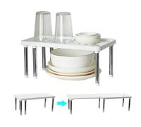 fuxunamz Organisateurs Étagère Cuisine armoires Placard - Extensible Porte épices en plastiques pour Rangement comptoirs Vaisselle garde manger nourriture et ustensiles Bocaux Assiettes, Blanc