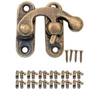 Fuxxer® Crochet de fermeture, fermoir, design bronze-fer, pour coffres, caisses à vin, caisses style vintage, rétro maison de campagne, 32 x 28 mm, set de 12 pièces