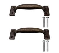 Fuxxer - Lot de 2 poignées de tiroir antiques, design en fer bronze pour portes d'armoire, commode, cuisine, buffet, coffre, maison de campagne rétro, 131 x 30 mm
