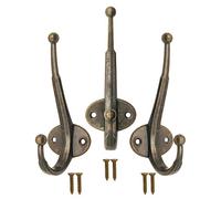 Fuxxer Lot de 3 crochets muraux classiques en fer Bronze vieilli 12 cm