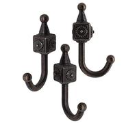 Fuxxer® - Lot de 3 patères en fer massif pour armoire, porte serviette, patère en fer, laiton antique patiné, design bronze vintage, style country rétro, style anglais, bronze