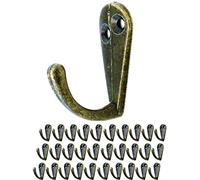 FUXXER® - Lot de 30 crochets muraux antiques, patères, porte-serviettes, patères en fer, design en laiton bronze vintage, maison de campagne rétro, lot de 30