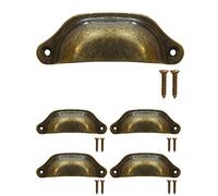 FUXXER® Lot de 4 poignées de tiroir antiques en forme de coquillages - Poignées en fer - Design bronze - Style rétro vintage - 97 x 30 mm