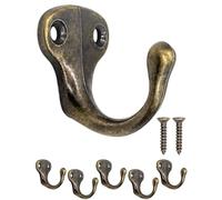 Fuxxer Lot de 5 crochets antiques pour manteaux, serviettes et vêtements en bronze