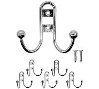 FUXXER® - Lot de 5 crochets classiques en fer - En laiton antique - Couleur bronze - Design chromé - Argenté