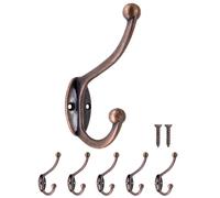 Fuxxer Lot de 5 crochets en fer antiques pour porte-manteau, serviettes, design cuivré