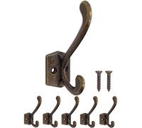 Fuxxer Lot de 5 crochets en fer massif, pour porte-manteau, porte-serviettes, design bronze antique