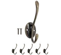 Fuxxer® Lot de 5 crochets muraux classiques en fer - Design vintage - Bronze
