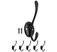 Fuxxer® Lot de 5 crochets muraux classiques en fer - Design vintage - Noir