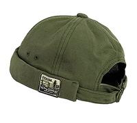 FUYAO Bonnet de marin vintage pour enfants, avec revers roulé, sans lisière, vert militaire, 2-6 ans