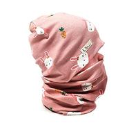 FUYAO Ensemble bonnet et écharpe tube en coton pour bébé et enfant - Printemps, automne, hiver - Bonnet chaud pour garçons et filles, Lapin - Rose, 3-6 ans