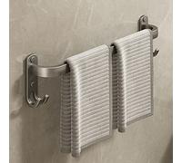 FUYAO Porte-Serviettes Salle De Bain Porte Serviette Mural en Aluminium À 3 Étages avec 2 Crochets sans Perçage Étagère Serviette pour Cuisine Toilettes Salle De Bain Cuisine D'hôtel,Gray a,70CM