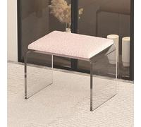 FUYAO Tabouret de coiffeuse en acrylique transparent avec coussin en peluche, ottomane et table d'appoint moderne multifonctionnelle, peu encombrant, élégant pour salle de maquillage, salon, chambre à