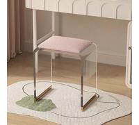 FUYAO Tabouret de coiffeuse en acrylique transparent avec coussin en peluche, ottomane et table d'appoint moderne multifonctionnelle, peu encombrant, élégant pour salle de maquillage, salon, chambre à