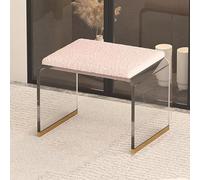 FUYAO Tabouret de coiffeuse en acrylique transparent avec coussin en peluche, ottomane et table d'appoint moderne multifonctionnelle, peu encombrant, élégant pour salle de maquillage, salon, chambre à