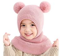 FUYAO Toddler Girls Hiver Chaud Chapeau écharpe bébé Polaire oreillette Pompon Bonnets Capuche pour 1-5 Ans Enfants - Rose
