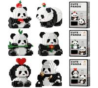 FuYelng 3 Pièces Panda Blocs de Construction Exquis, 2 in 1 Panda Mini Brique de Construction Mini Brique Figure Jouets, pour Enfants Adultes Noël Cadeaux d'anniversaire Décorations Bureau (A)