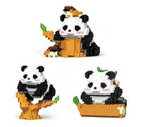 FuYelng 3 Pièces Panda Blocs de Construction Exquis, Panda Mini Brique de Construction Mini Brique Figure Jouets, pour Enfants Adultes Noël Cadeaux d'anniversaire Décorations Bureau (C)