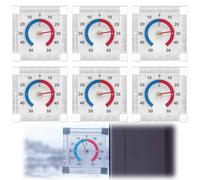 FuYelng 6 Pièces Thermomètres Adhésifs D'extérieur, 7.5 X 7.5 X 2.5 cm Thermometre Exterieur Échelle Claire Rango de -50 a 50 °C, pour Congélateur Exterieur Fenetre Maison