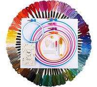 Fuyit Fils à Broderie Kit 134 Pièces, Fils à Broderie 72 Couleurs pour Broderie Point de Croix Tricotage Bracelets Brésiliens Broderie Kit des Outils Accessoires