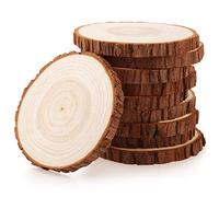 Fuyit Rondin de Bois 12-13cm Sans Trou 10 Pcs Tranches de Bois Naturel Convient pour Decoration Noel Bois, Marque Place Mariage, Pyrograveur Bois