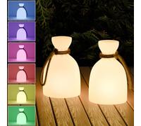 FUYO 2 Pcs Lampe Extérieur LED Sans Fil Portable Rechargeable à Intensité Variable Avec Multicolore Pour BBQ Jardin Bar Terrasse