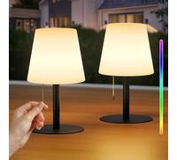 FUYO Lot de 2 lampes de table d'extérieur avec 8 couleurs à intensité variable, sans fil, portable, changement de couleur, veilleuse pour extérieur, jardin, chambre à coucher, camping, décoration de