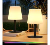 FUYO Lot de 2 lampes de table LED à batterie 8 couleurs à intensité variable sans fil portable veilleuse extérieur, jardin, chambre, camping, décoration
