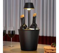 FUYO Seau à glace LED avec lumière chaude - Lampe de table et refroidisseur 2 en 1 - Protection contre les éclaboussures pour champagne/vin/boissons lors d'une fête, à la maison, au bar (3 l)