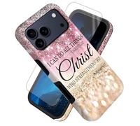 FUYOCWE Coque pour iPhone 17 Pro Max, coque avec motif « I can do all things through christ » avec motif latéral, protecteur d'écran + coque hybride fine double couche intérieure douce et rigide pour