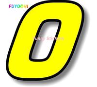 Fuyoobottles-Autocollants De Jeu De Numéro De Course Jaune Avec Bordure Noire,Décalcomanies De Voiture En Vinyle,Graphiques Décoratifs - Type [Number 0]-20cm